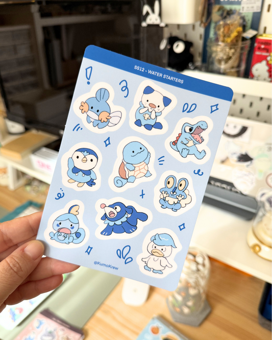 PKMN Water Starters Vinyl Sticker Sheet [4x6 in]