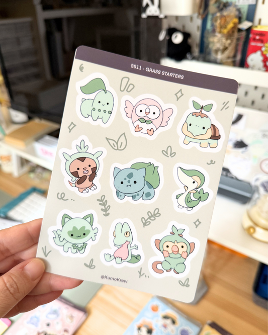 PKMN Grass Starters Vinyl Sticker Sheet [4x6 in]